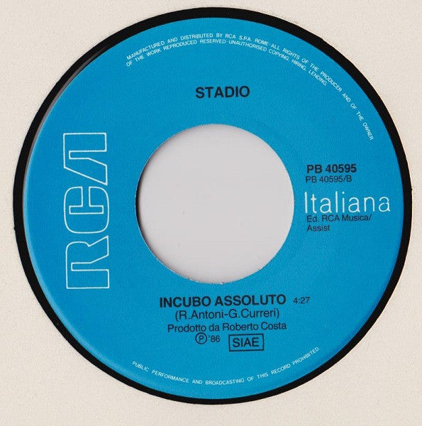 Stadio : Canzoni Alla Radio (7")