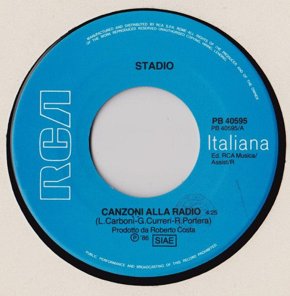 Stadio : Canzoni Alla Radio (7")