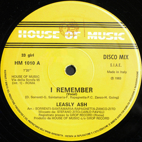 Leasly Ash : I Remember (12")