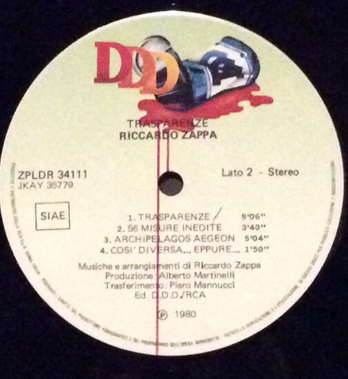 Riccardo Zappa : Trasparenze (LP, Album)