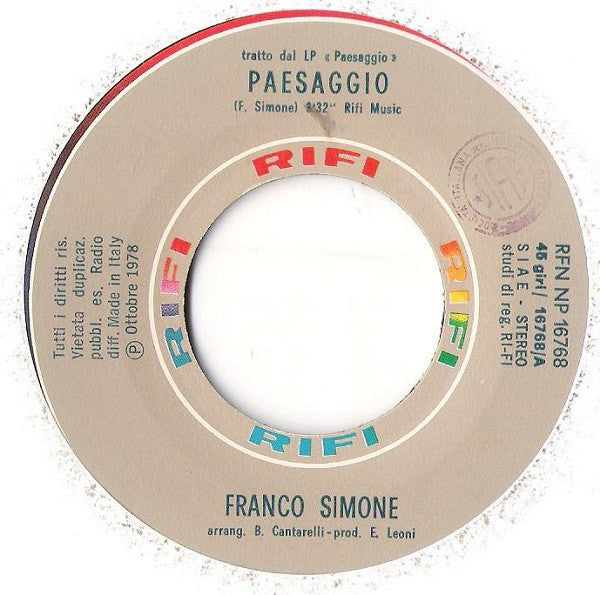 Franco Simone : Paesaggio (7")