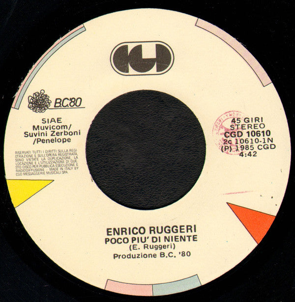 Enrico Ruggeri : Poco Più Di Niente (7")