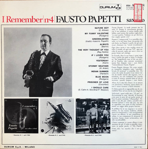Fausto Papetti : I Remember N.4 (LP, Album, RE)