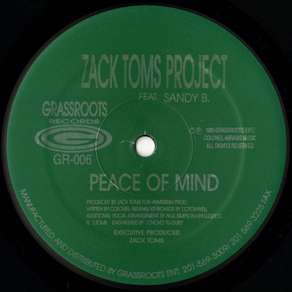 Zack Toms Feat. Sandy B : Peace Of Mind (12")