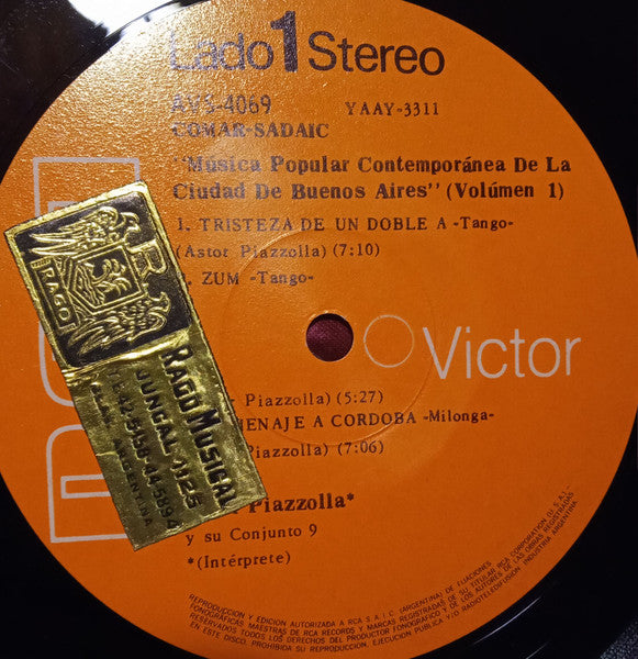 Astor Piazzolla Y Su Conjunto 9 : Musica Popular Contemporanea De La Ciudad De Buenos Aires, Volumen 1 (LP, Album)