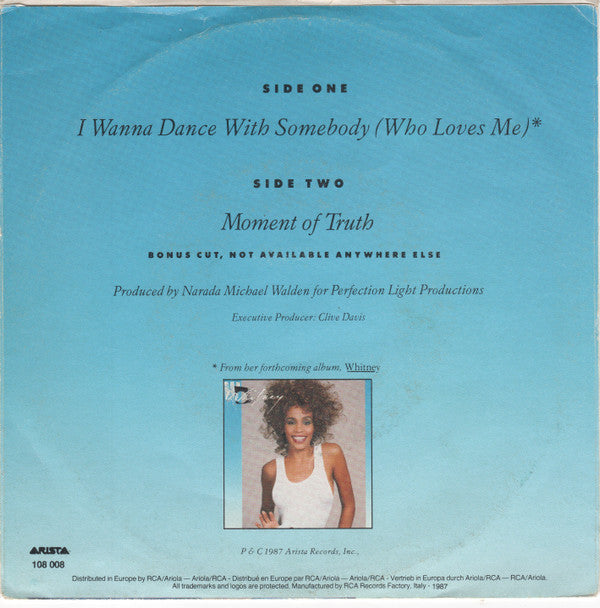 Whitney Houston : I Wanna Dance With Somebody (Who Loves Me) (7", Single)