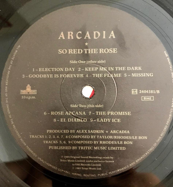 Arcadia (3) : So Red The Rose (LP, Album)