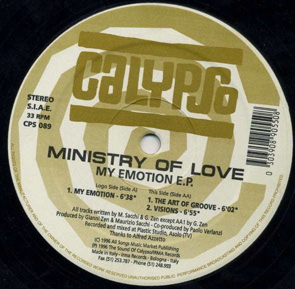 Ministry Of Love : My Emotion E.P. (12", EP)