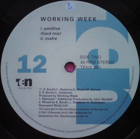 Working Week : Positive (12", Single)