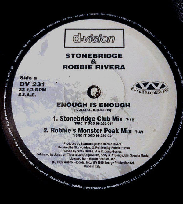 StoneBridge & Robbie Rivera : Enough Is Enough (12")