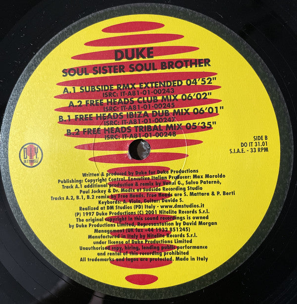 Duke : Soul Sister Soul Brother (12")