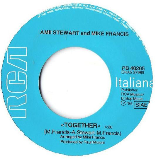 Amii Stewart And Mike Francis : Together (7")