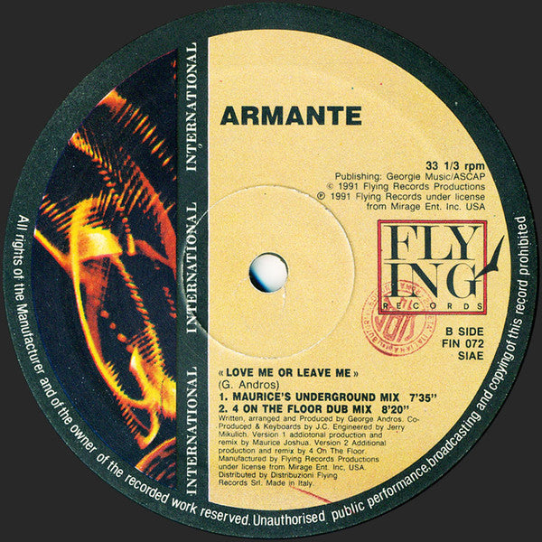 Armante : Love Me Or Leave Me (12")