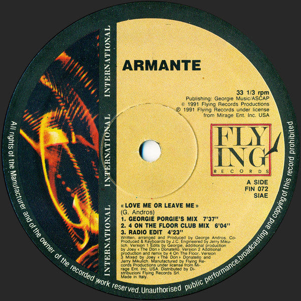 Armante : Love Me Or Leave Me (12")