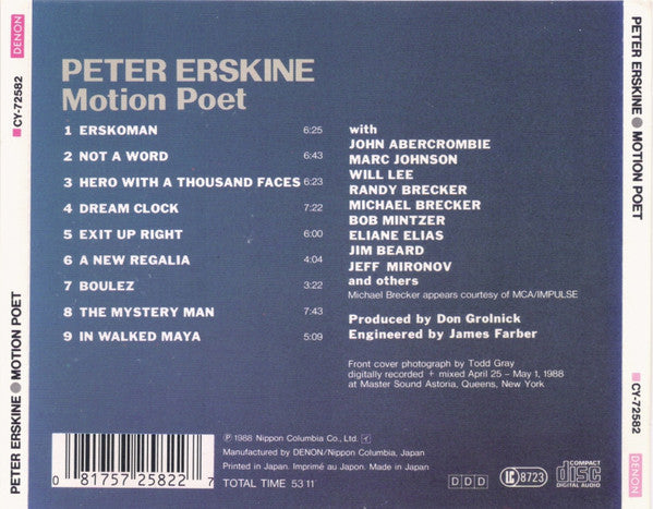 Peter Erskine : Motion Poet (CD, Album)