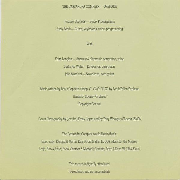 The Cassandra Complex : Grenade (LP, Album)