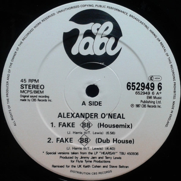 Alexander O'Neal : Fake 88 (Housemix) (12", Single)