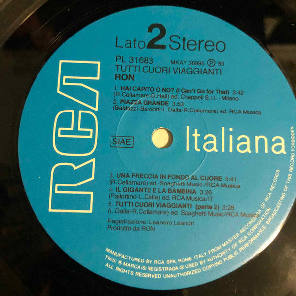 Ron (16) : Tutti Cuori Viaggianti (LP, Album, Gat)