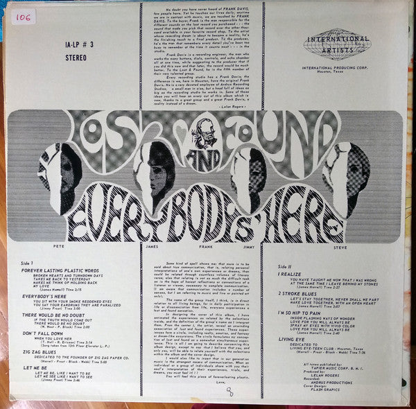 Lost And Found : Forever Lasting Plastic Words (LP, Album)