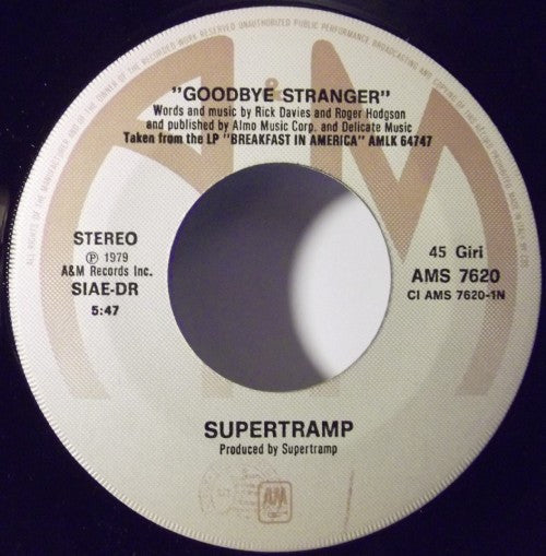 Supertramp : Goodbye Stranger (7", Single)