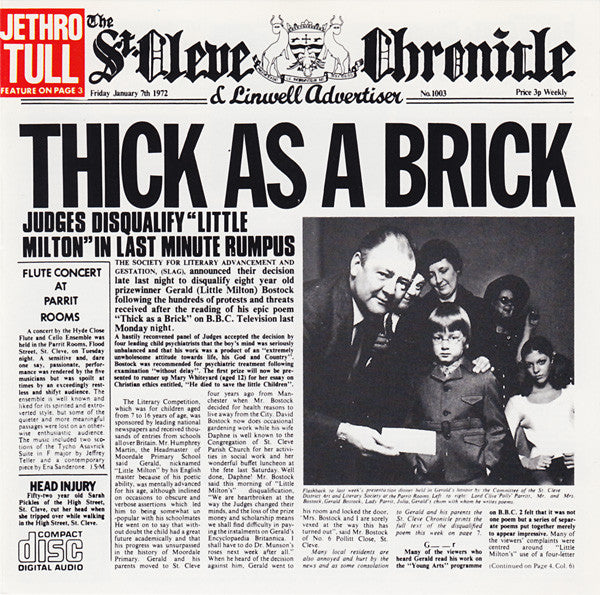 Jethro Tull : Thick As A Brick (CD, Album, RE, EMI)