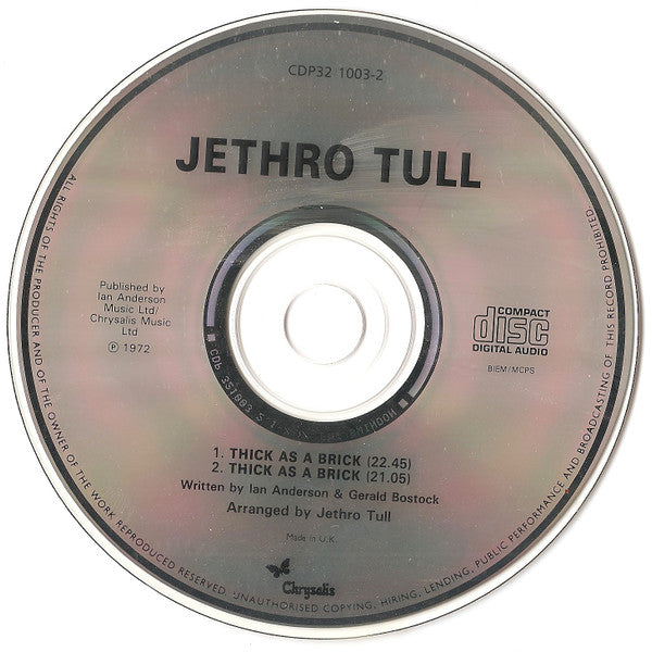 Jethro Tull : Thick As A Brick (CD, Album, RE, EMI)