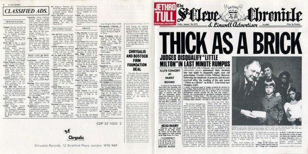 Jethro Tull : Thick As A Brick (CD, Album, RE, EMI)