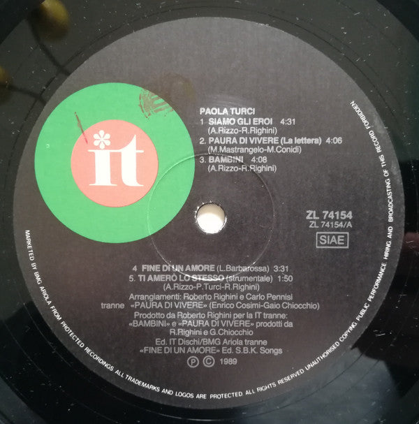 Paola Turci : Paola Turci (LP, Album)