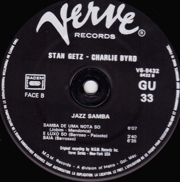 Stan Getz / Charlie Byrd : Jazz Samba (LP, Album, RE)