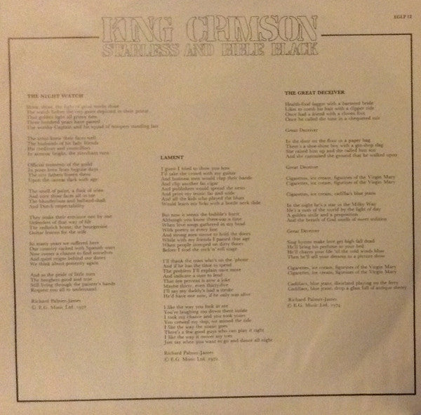 King Crimson : Starless And Bible Black (LP, Album, RE)