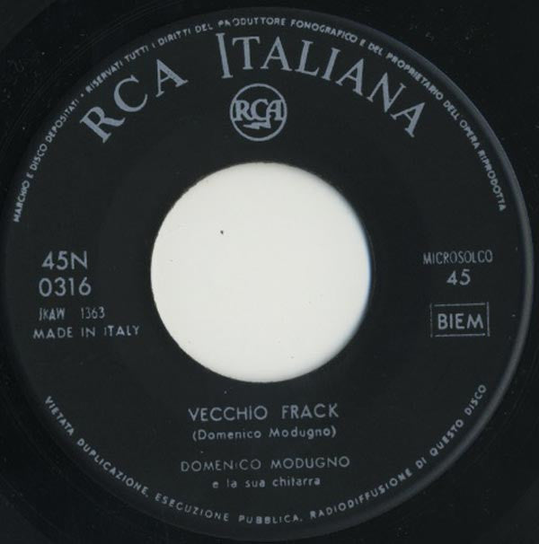 Domenico Modugno : Vecchio Frack / E Vene 'O Sole (7", Mono)