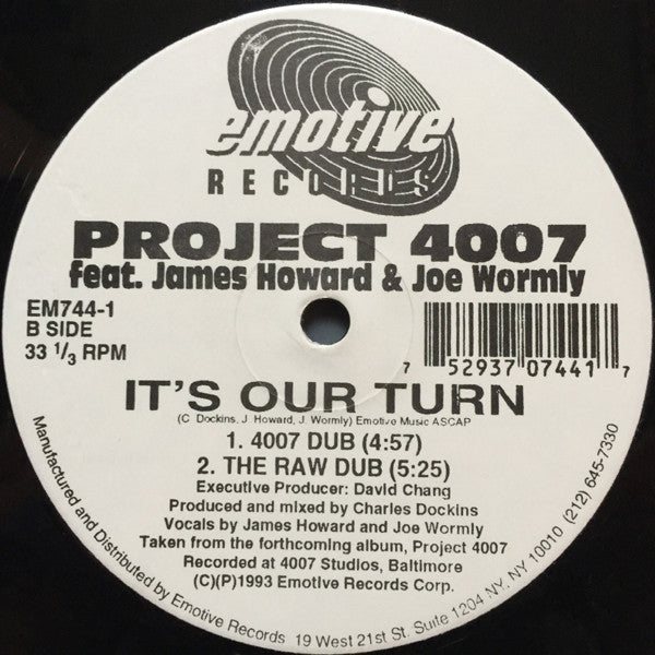 Project 4007 Feat. James Howard & Joe Wormly : It's Our Turn (12")