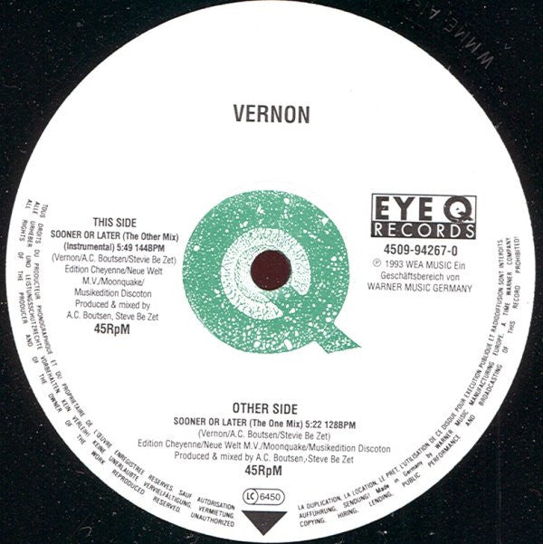 Vernon : Sooner Or Later (12")