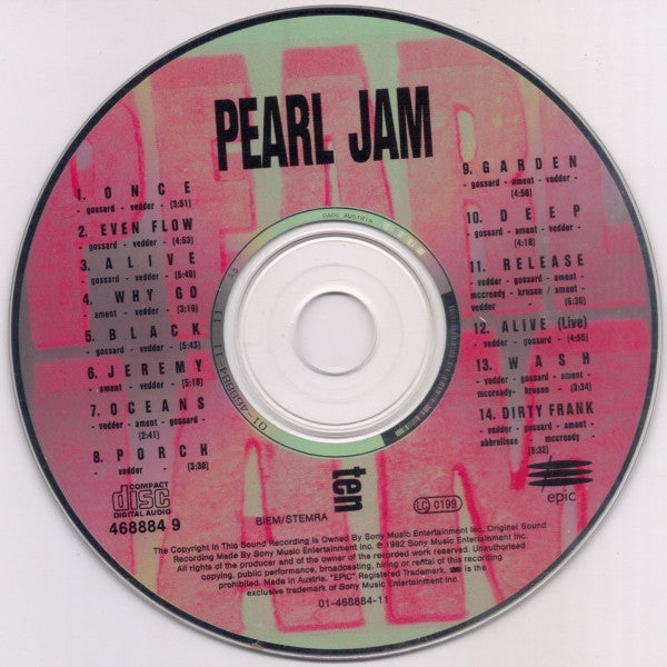 Pearl Jam : Ten (CD, Album, RE, Ext)