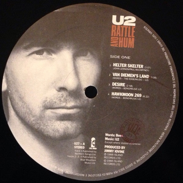 U2 : Rattle And Hum (2xLP, Album, Gat)