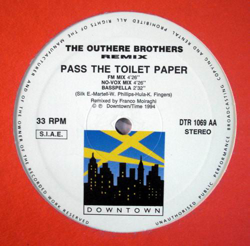 The Outhere Brothers : Pass The Toilet Paper (Remixes) (12")