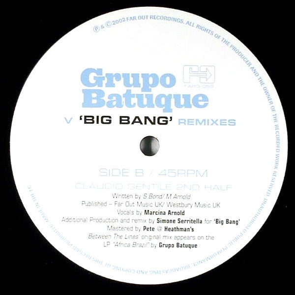 Grupo Batuque : Between The Lines (Big Bang Remixes) (12")