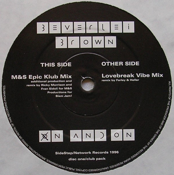 Beverlei Brown : On And On (2x12", Promo)