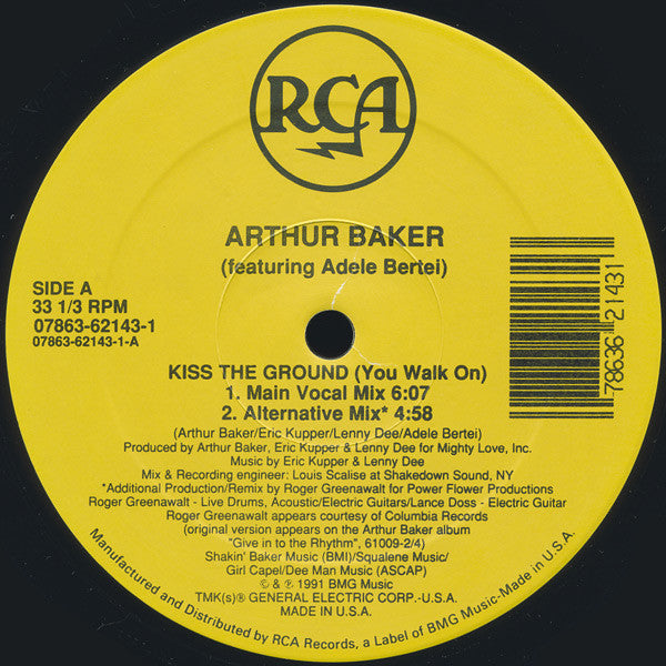 Arthur Baker Featuring Adele Bertei : Kiss The Ground (You Walk On) (12")