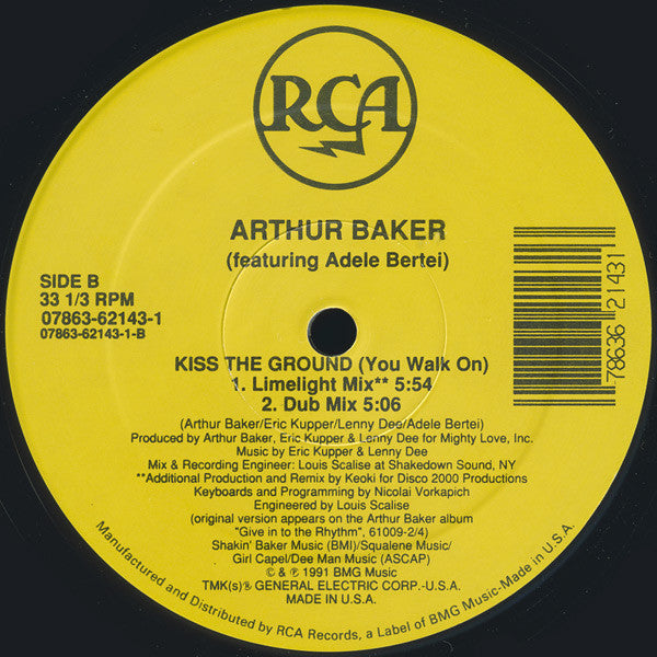 Arthur Baker Featuring Adele Bertei : Kiss The Ground (You Walk On) (12")