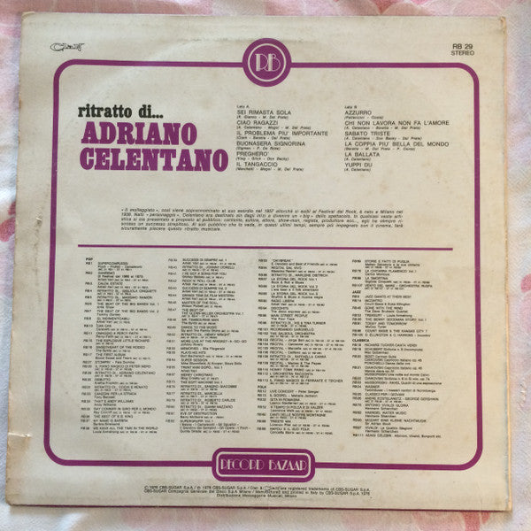 Adriano Celentano : Ritratto Di... Adriano Celentano (LP, Comp, Pur)