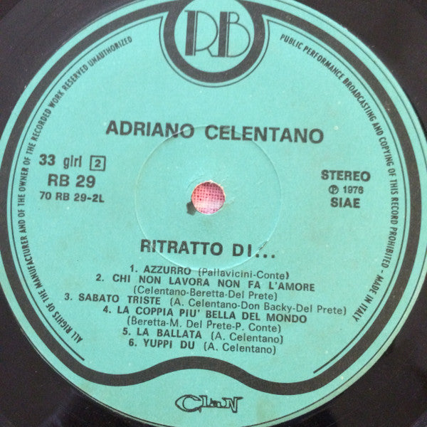 Adriano Celentano : Ritratto Di... Adriano Celentano (LP, Comp, Pur)