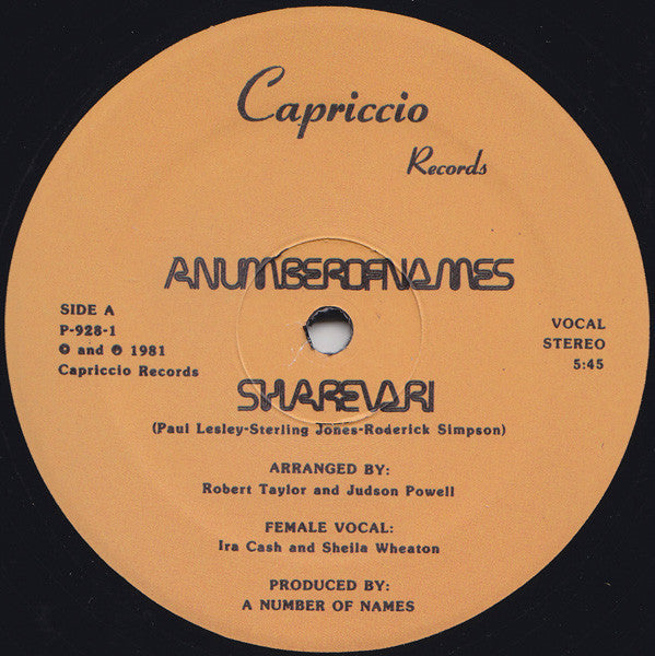 A Number Of Names : Sharevari (12", RE)