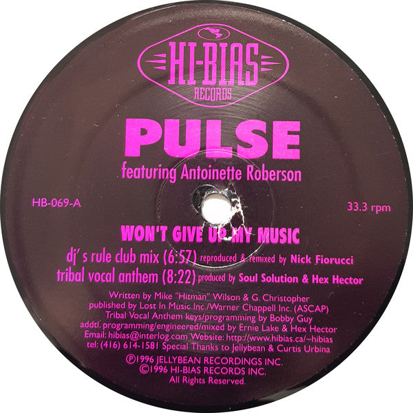 Pulse (3) : Won't Give Up My Music (12")