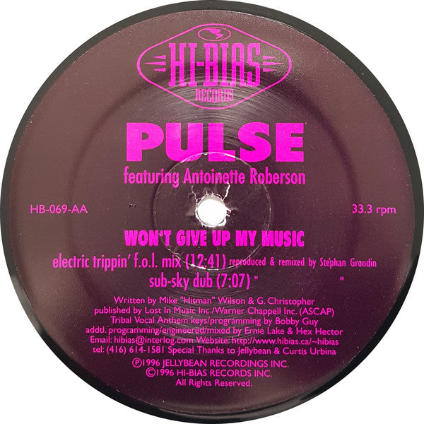 Pulse (3) : Won't Give Up My Music (12")