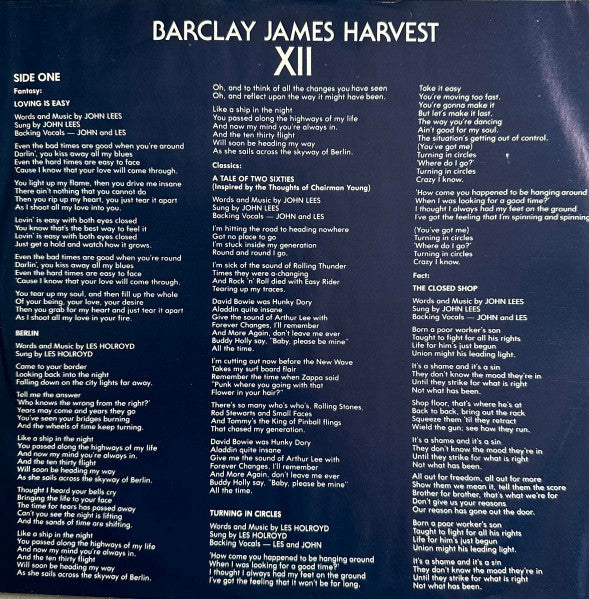 Barclay James Harvest : XII (LP, Album, Promo)