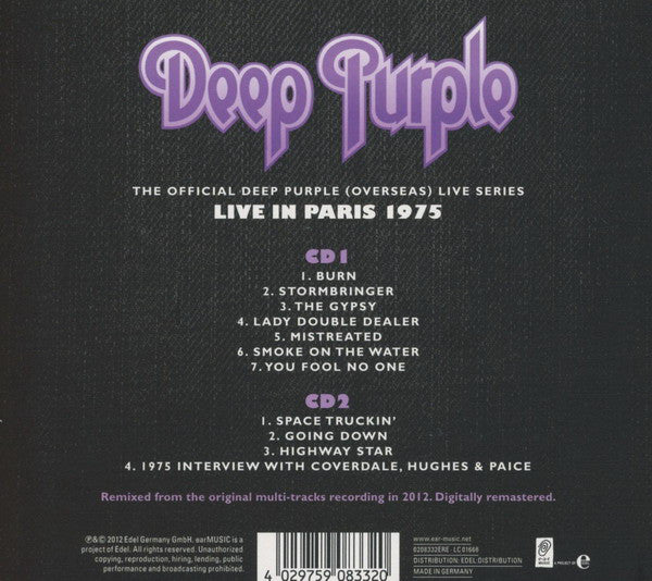 Deep Purple : Live In Paris 1975 (2xCD, Album, RE, RM, Dig)