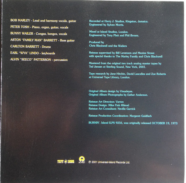Bob Marley & The Wailers : Burnin' (CD, Album, RE, RM)
