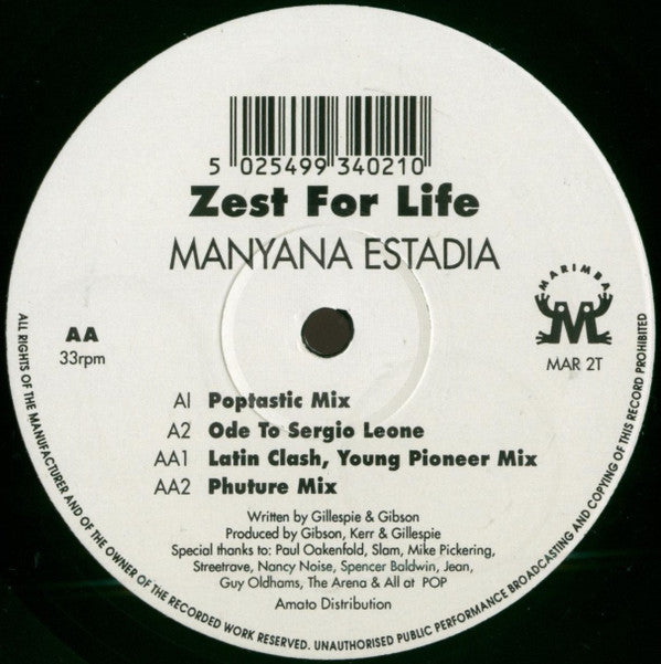 Zest For Life : Manyana Estadia (12")