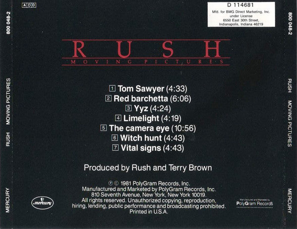 Rush : Moving Pictures (CD, Album, Club, RE, PMD)